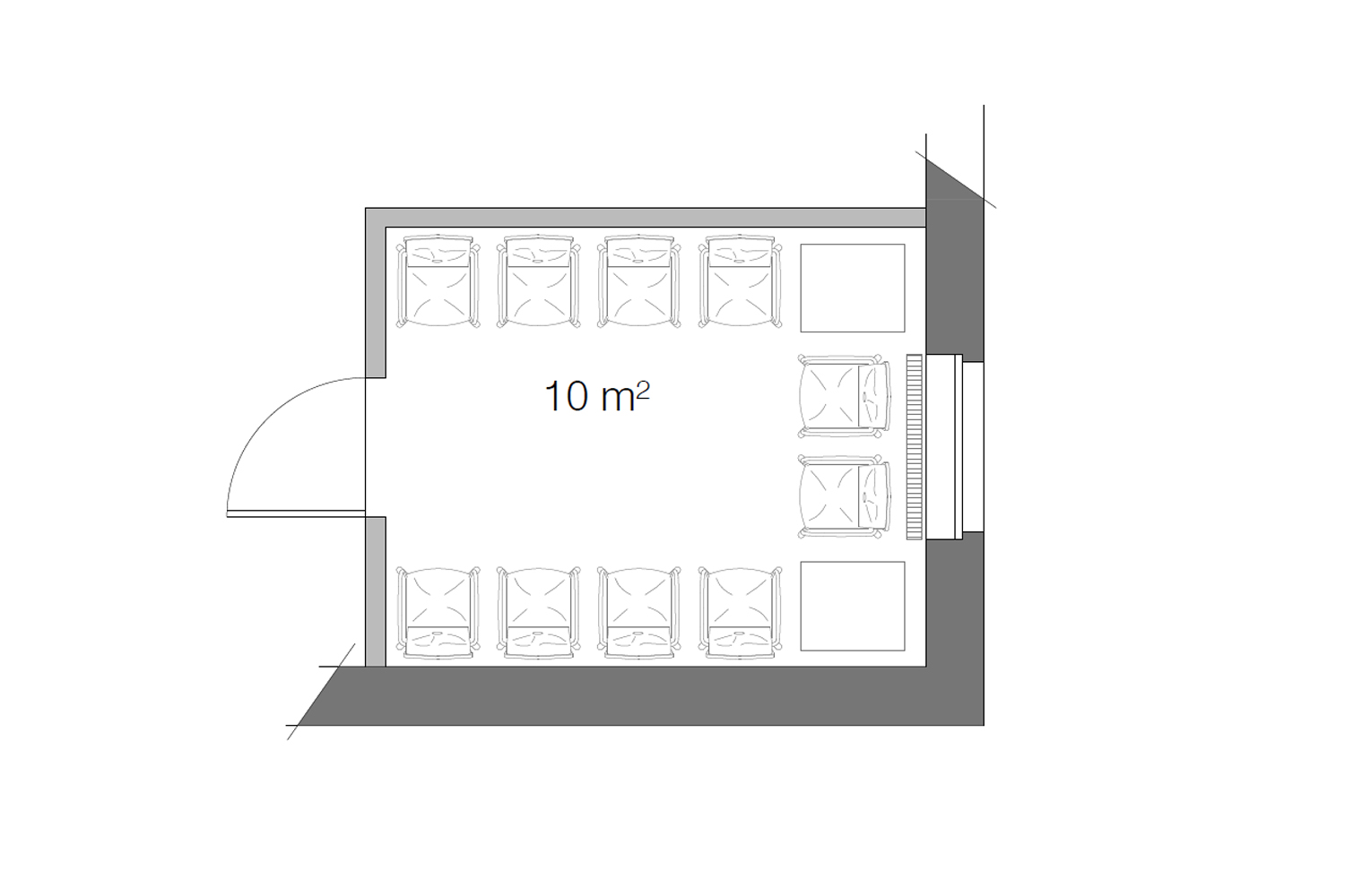 Wartezimmer klein, Planungsbeispiel