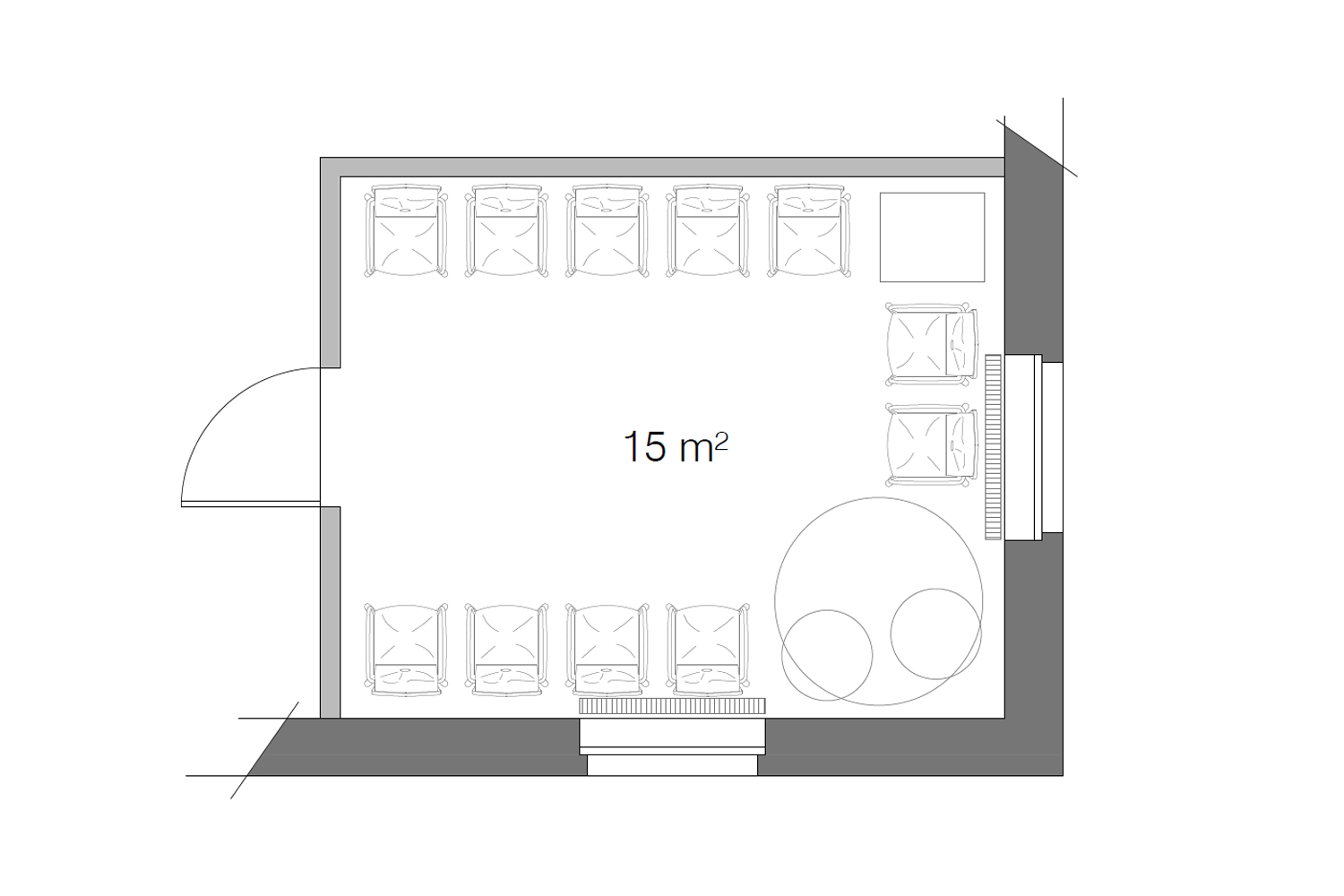 Wartezimmer mittel groß, Planungsbeispiel