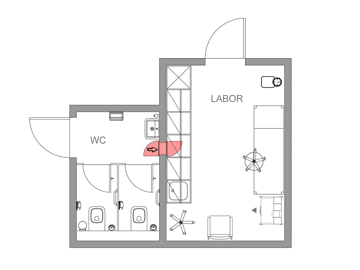 Planungsbeispiel Durchreiche im WC-Vorraum