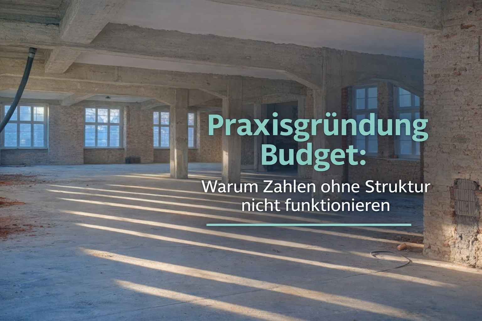 Praxisgründung Budget Rohbaufläche ohne Ausbau zeigt fehlende Struktur vor Kostenplanung