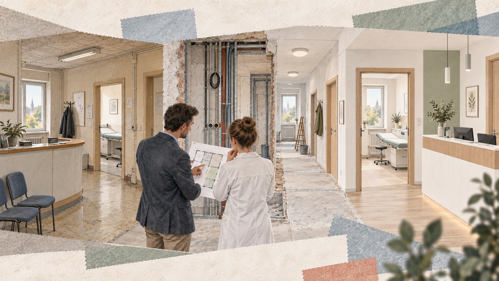 Baukosten beim Umbau einer älteren Hausarztpraxis vom Bestand zur modernisierten Praxis